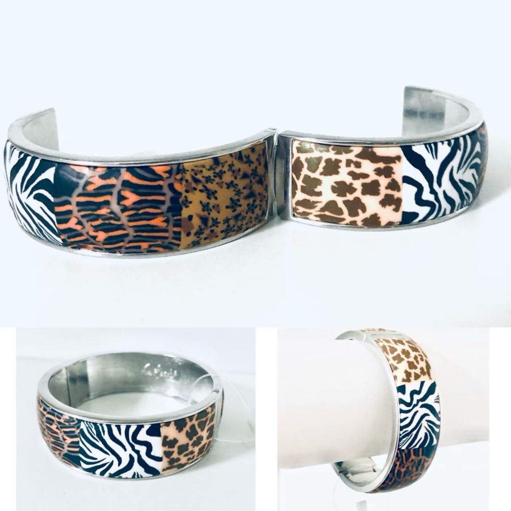 Handmade Safari Print Beaded Bracelet | Silver Magnetic Clasp | Gift Idea | NWT